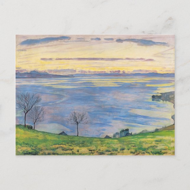 Cartão Postal Ferdinand Hodler- Lago Genebra à noite (Frente)