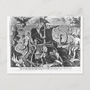 Cartão Postal Ferdinand Magalhães a bordo de sua caravela, 1522