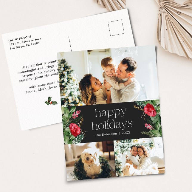 Cartão Postal Feriado de 3 Fotografias Moderno da Cinza Escura (Criador carregado)