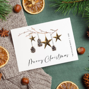 Cartão Postal Feriado de Boho de Natal Minimalista