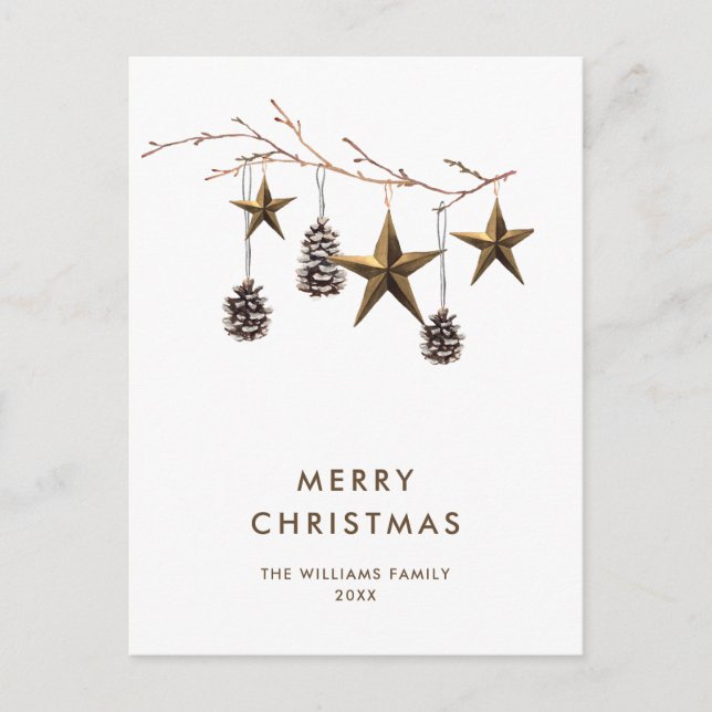 Cartão Postal Feriado de Boho de Natal Minimalista (Frente)