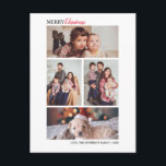 Cartão Postal Feriado de Colagem de Fotos do Natal Moderno<br><div class="desc">Cartão postal de Natal Moderno com Quatro Fotos de Feriado de Colagem de Foto, impresso com design mínimo e elegante, que pode ser personalizado com seu texto. Clique no botão "Personalizar" e use nossa ferramenta design para modificar este modelo. Veja a Design de Arte Gráfica para outros produtos que combinam...</div>