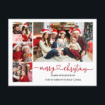 Cartão Postal Feriado de Fotografia do Coração Vermelho da Calig<br><div class="desc">Cartão-postal de Natal Feliz 4 - Red</div>