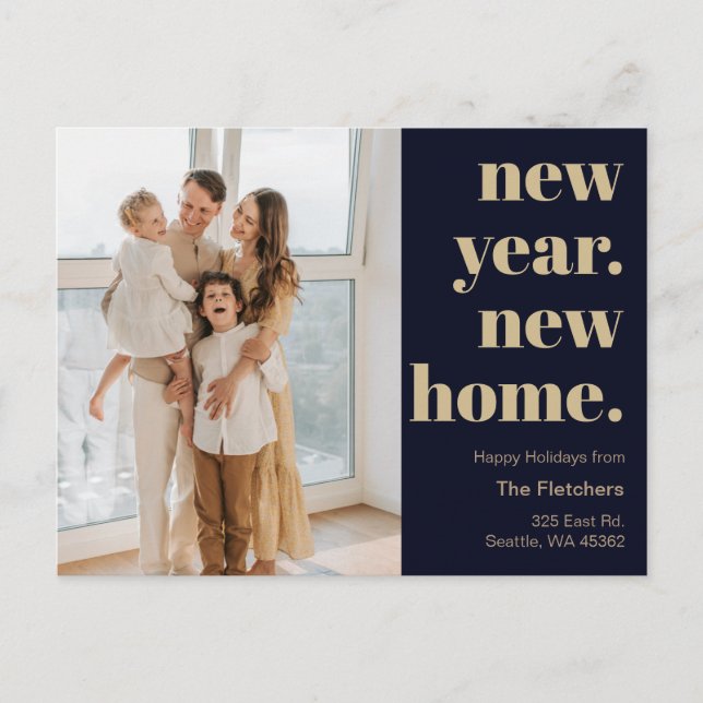 Cartão Postal Feriado de Fotografia em Movimento no Novo Ano (Frente)