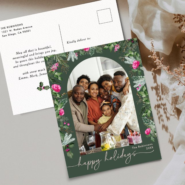 Cartão Postal Feriado de Fotografias do Arco Botânico Verde-Rosa (Criador carregado)