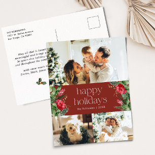 Cartão Postal Feriado de Fotografias Red Modern Botânico 3 Burgu