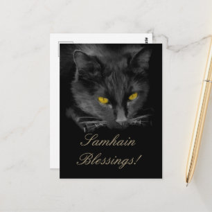 Cartão Postal Feriado de Gato Preto Samhain