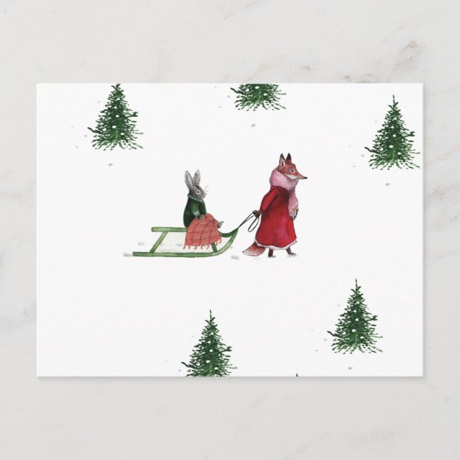 Cartão Postal Feriado de Ilustração do Dia de Inverno Frio (Frente)