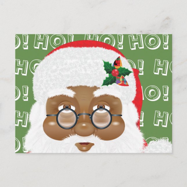 Cartão Postal Feriado de Natal afro-americano Santa Claus (Frente)