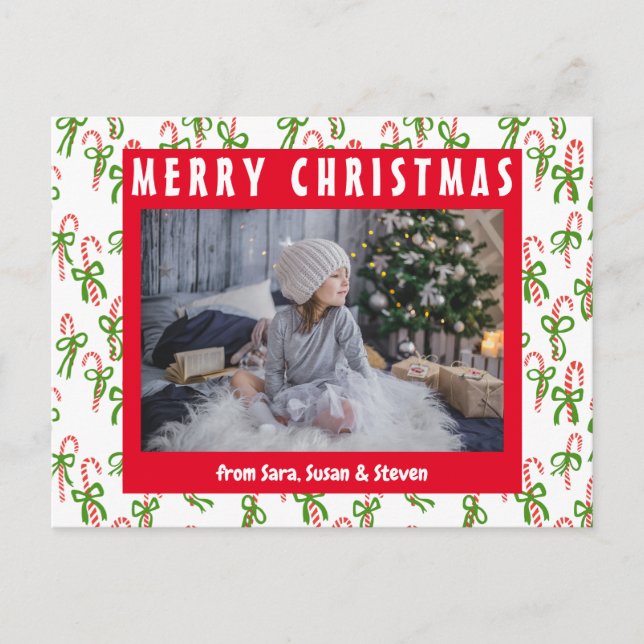 Cartão Postal Feriado de Natal Bonito Canes de Natal PERSONALIZA (Frente)