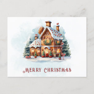 Cartão Postal Feriado de Natal da Casa de Pão Gingerido