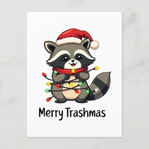 Cartão Postal Feriado de Natal da feliz Trashmas Funny Raccoon