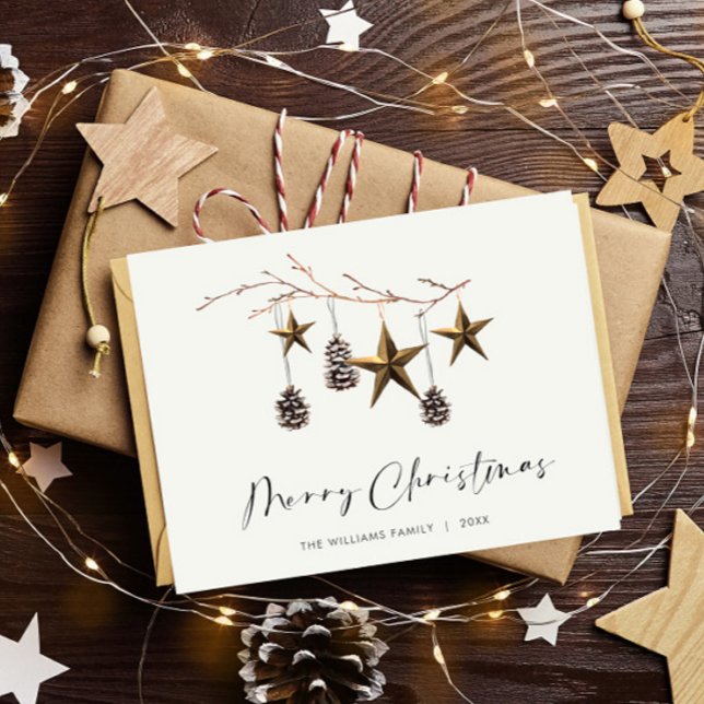 Cartão Postal Feriado de Natal de Boho Minimalista (Criador carregado)