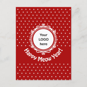 Cartão Postal Feriado de Natal de Gato "Feliz Ano de Meow"