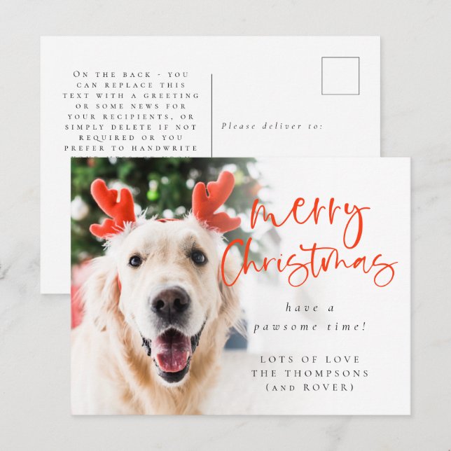 Cartão Postal Feriado de Natal de Pet Personalizado (Frente/Verso)