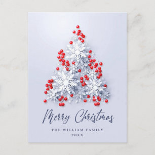 Cartão Postal Feriado de Natal Elegante Flocos de Neve