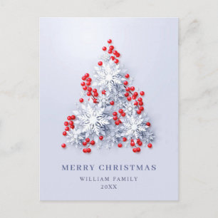 Cartão Postal Feriado de Natal Elegante Flocos de Neve