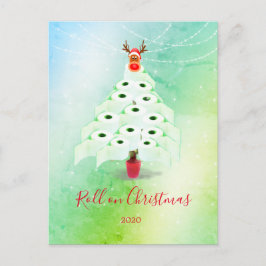 Cartão Postal Feriado de Natal Luz verde na árvore de Natal