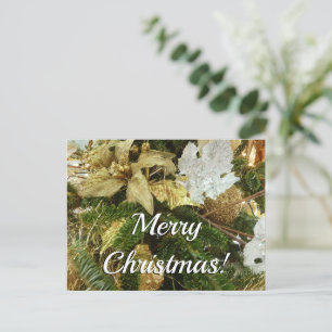 Cartão Postal Feriado de Prata e Dourado Árvore de Natal II