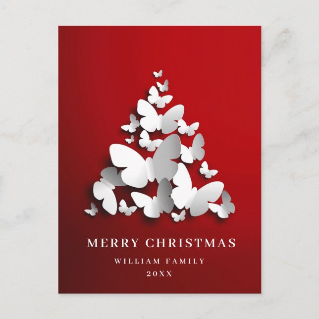 Cartão Postal Feriado de saudação da árvore de Natal da Borbolet (Frente)