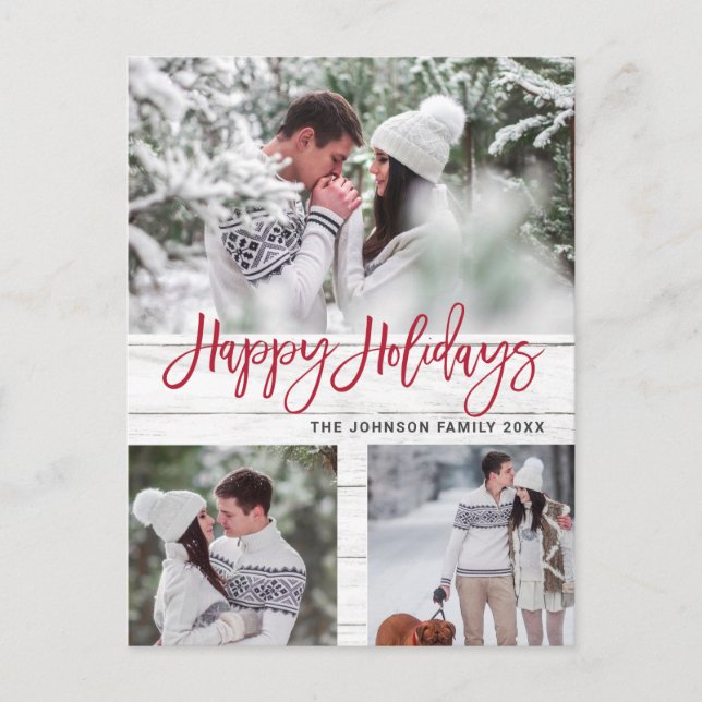 Cartão Postal Feriado de saudação de 3 FOTOS para o Natal Russo (Frente)