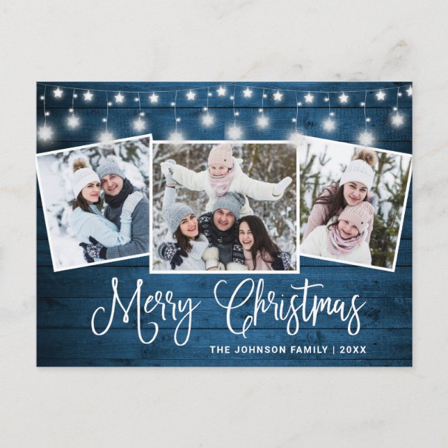 Cartão Postal Feriado de saudação de 3 FOTOS, Russo do Natal mod (Frente)