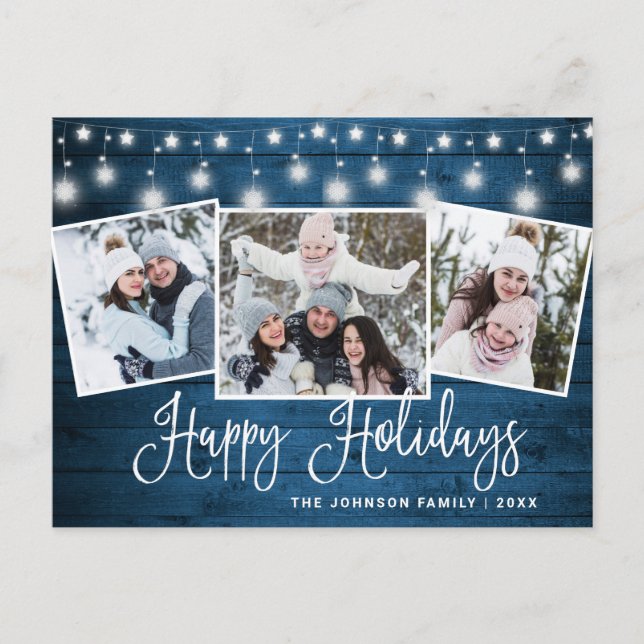 Cartão Postal Feriado de saudação de 3 FOTOS, Russo do Natal mod (Frente)