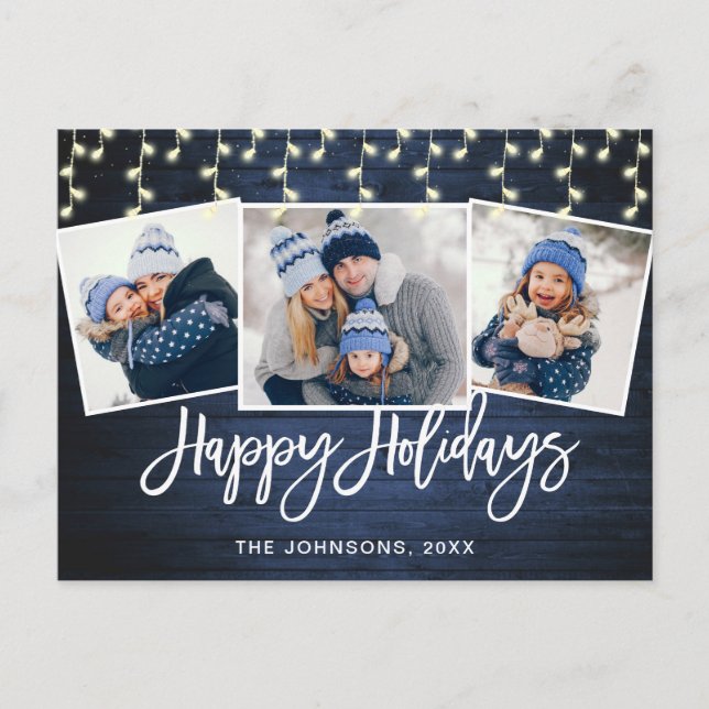 Cartão Postal Feriado de saudação de 3 FOTOS, Russo do Natal mod (Frente)
