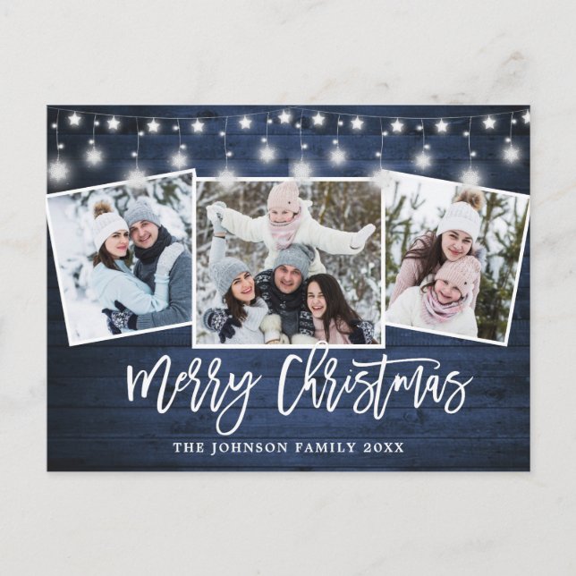 Cartão Postal Feriado de saudação de 3 FOTOS, Russo do Natal mod (Frente)