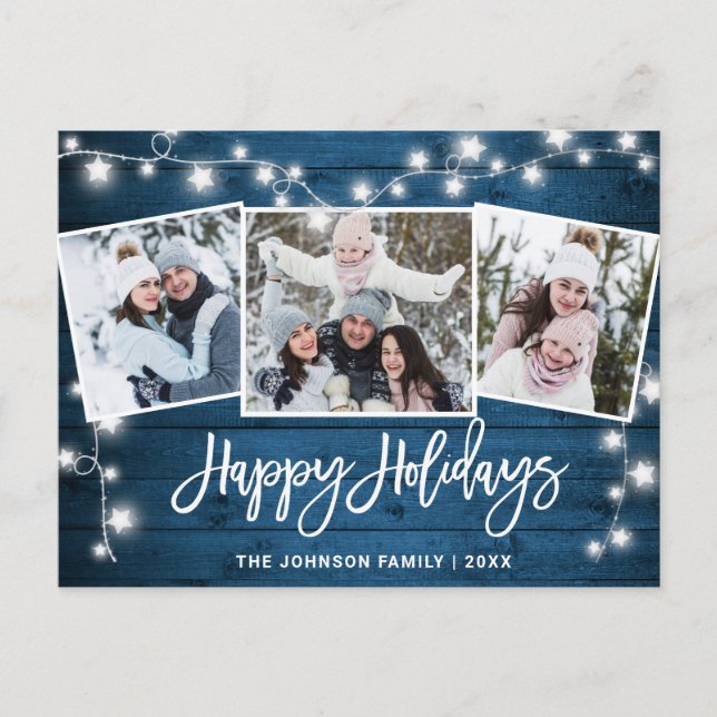 Cartão Postal Feriado de saudação de 3 FOTOS, Russo do Natal mod (Frente)