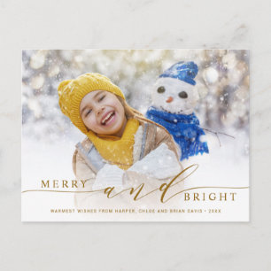 Cartão Postal Feriado Dourado de Feliz Elegante e Foto Brilhante