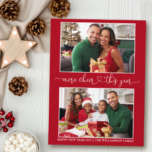 Cartão Postal Feriado em Foto Vermelho 2 Mais Cheer