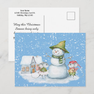 Cartão Postal Feriado Feliz Natal Festa de Neve