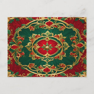 Cartão Postal Feriado Floral de Natal Vermelho