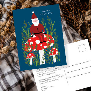 Cartão Postal Feriado PERSONALIZADO de Cogumelos Mágicos de Papa