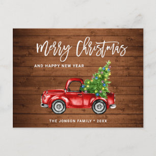 Cartão Postal Feriado Vermelho Clássico de Natal Russo