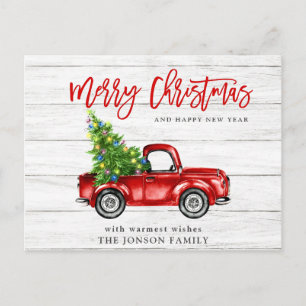 Cartão Postal Feriado Vermelho Clássico de Natal Russo