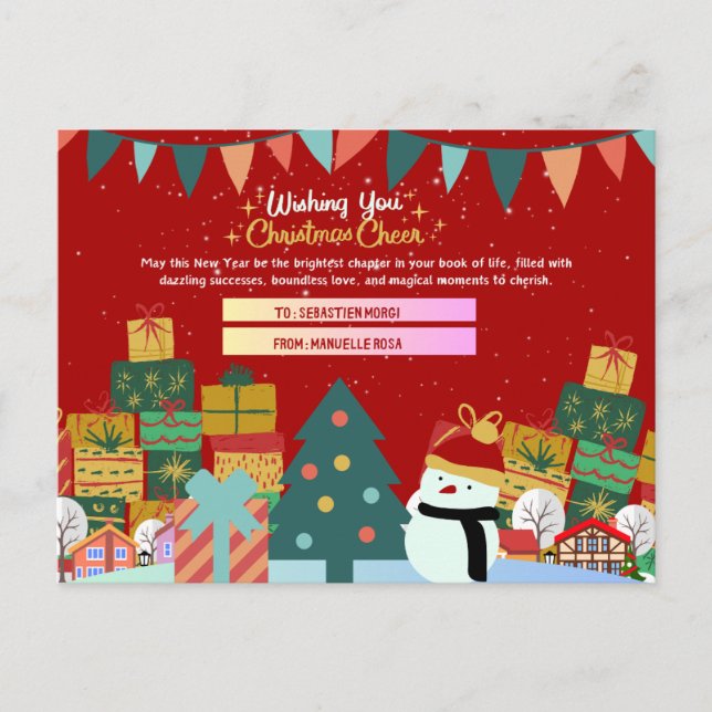 Cartão Postal Feriados animados: Natal personalizado (Frente)