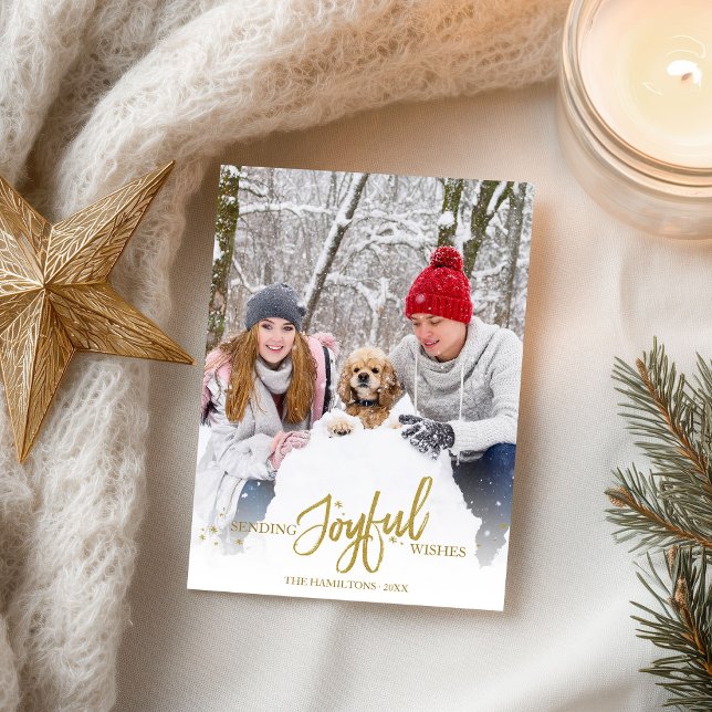 Cartão Postal Feriados de Natal para Caligrafia Dourada (Criador carregado)