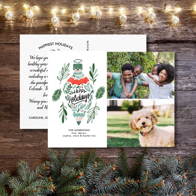 Cartão Postal Feriados Felizes Desenho de Mão 2 Fotos (Criador carregado)