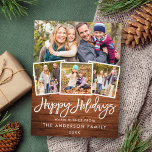 Cartão Postal Feriados Felizes do Escovo de Madeira Rustic 4 Fot<br><div class="desc">Cartão-postal de Feliz Feriado Rustic Wood Brusch - 4 Fotografias</div>