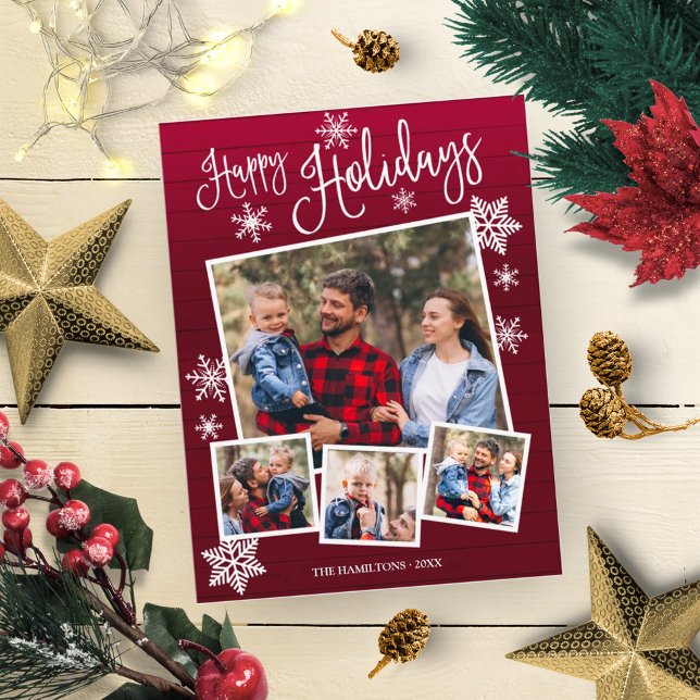 Cartão Postal Feriados Felizes Fenda de Neve Floco Russo 4 Fotos (Criador carregado)