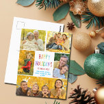 Cartão Postal Feriados Felizes Feriados Fora da Família Arco-Íri<br><div class="desc">Este cartão postal de Feliz Natal, bonito e moderno, apresenta um layout clássico de 5 fotos da família em um fundo branco com bonito tipografia do arco-íris. Este cartão postal fotográfico de crianças bonito apresenta a colagem fotográfica do seu próprio filho em volta da sua mensagem colorida para o Natal...</div>