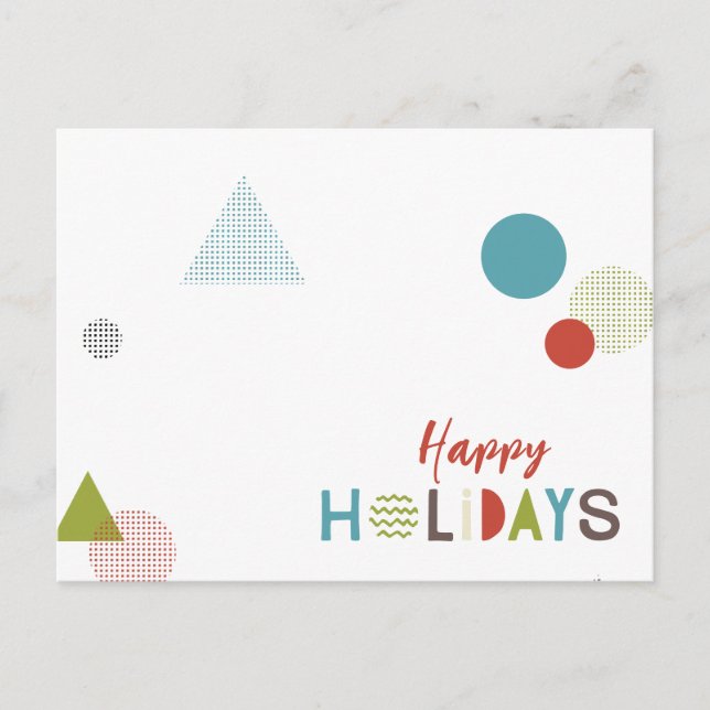 Cartão Postal Feriados Felizes Geométricos de Multicores Minimal (Frente)