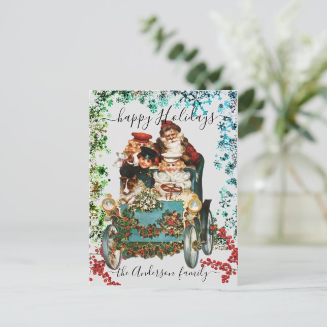 Cartão Postal Feriados Felizes Personalizados - Rustic Vintage E (Em pé/Frente)