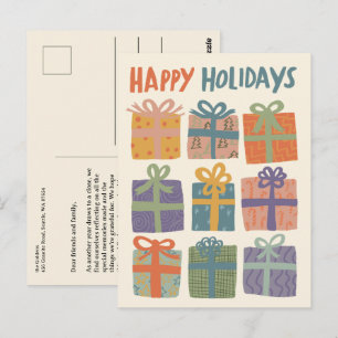 Cartão Postal FERIADOS FELIZES Presentes Presentes PERSONALIZADO