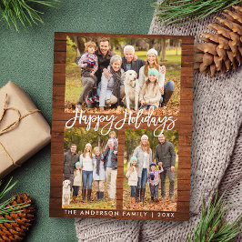 Cartão Postal Feriados Fotográficos da família rustic Wood Brush