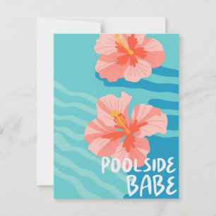 Cartão Postal Férias de Flor de Hibisco à Beira da Piscina de Ve