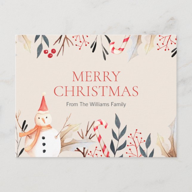 Cartão Postal Férias de Natal Antigo Homem de Neve Natal (Frente)