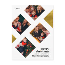 Férias de Natal Elegante Gold Foil e 4 Fotografias